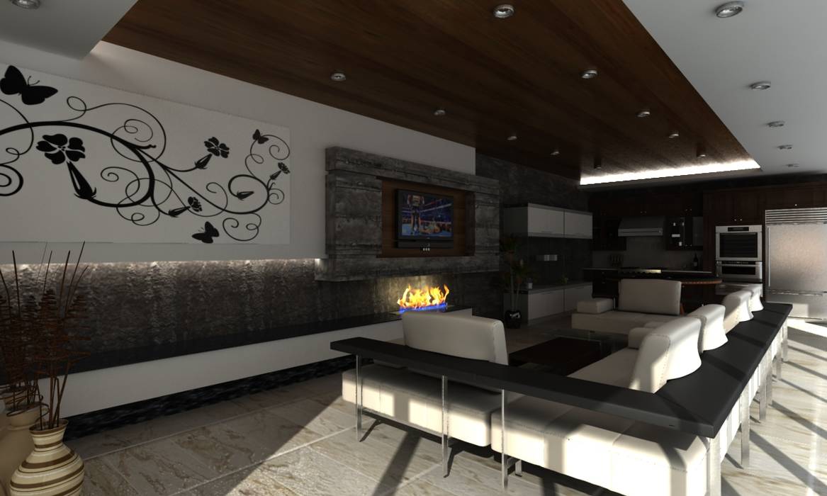 Sala de entretenimiento salones modernos de ollin arquitectura moderno