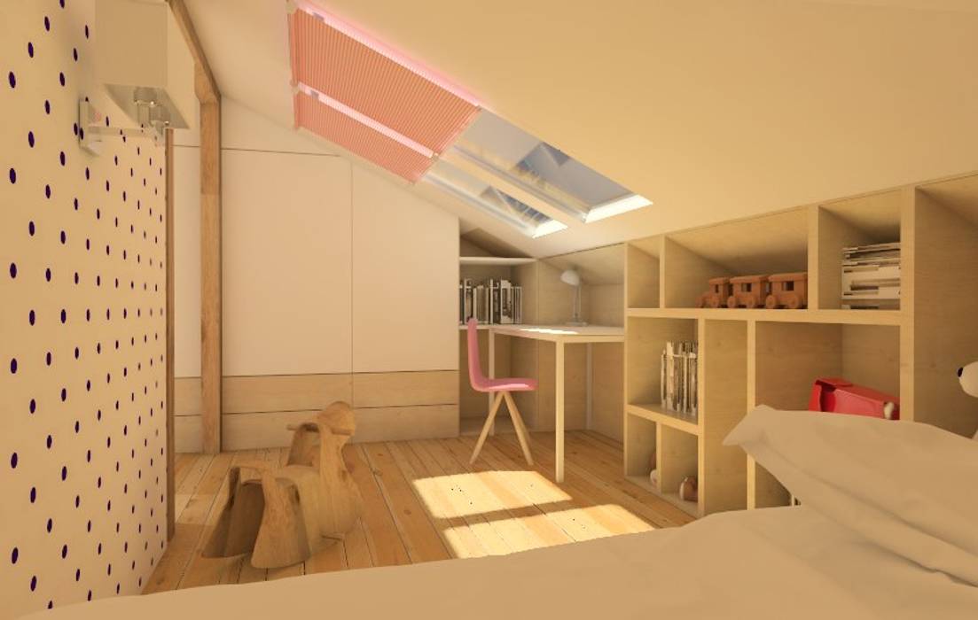 Poddasze dla rodziny. , Sic! Zuzanna Dziurawiec Sic! Zuzanna Dziurawiec Modern nursery/kids room Plywood