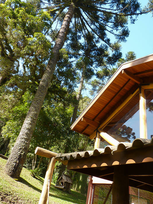 Churrasqueira da Residência WS Sakaguti Arquitetos Associados Casas rústicas Madeira Efeito de madeira