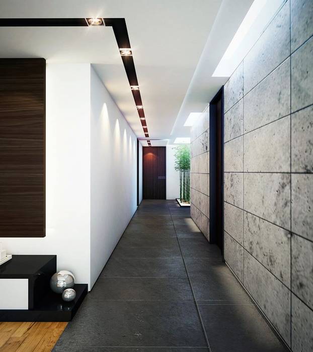 CASA PR, 12.20 Estudio de Arquitectura 12.20 Estudio de Arquitectura Modern corridor, hallway & stairs Granite
