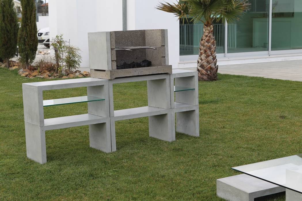 Mobiliário Exterior Concrete Kit, Amop Amop Jardins minimalistas Mobiliário