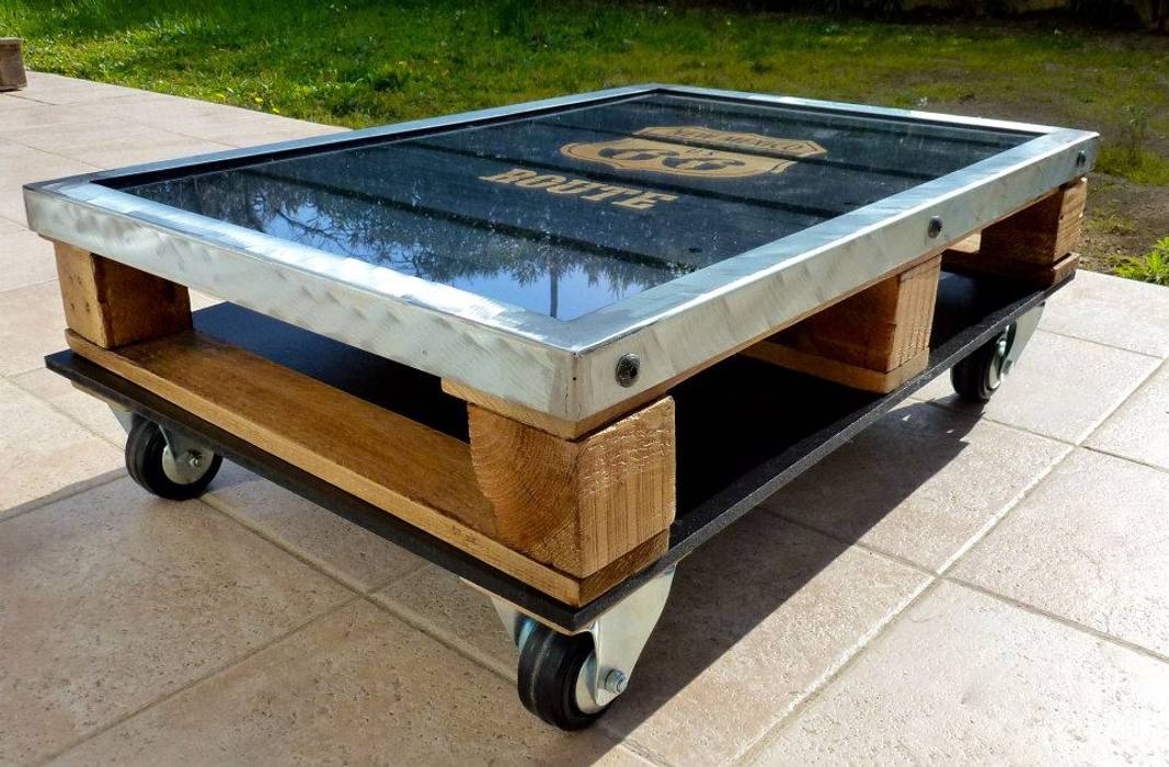 Table Basse A Roulettes Palette Metal Par 2nd Chance Creations