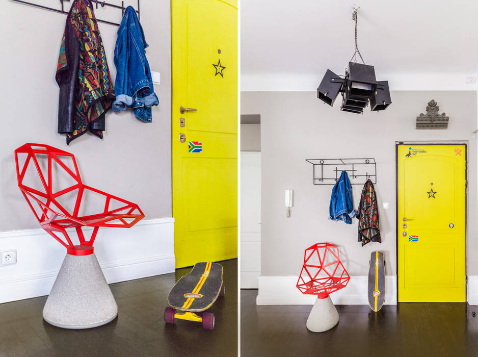 Our photoshoot of apartment design by Mama Studio homify Eklektyczny korytarz, przedpokój i schody