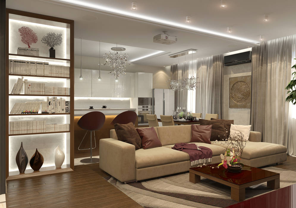 Дизайн-проект квартиры в ЖК Москва А101, Aledoconcept Aledoconcept Modern living room