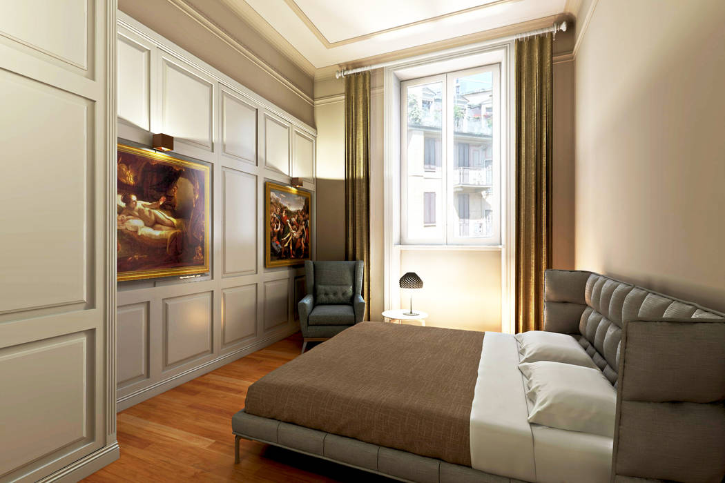 Virtual home staging case private, Studio di Architettura Tundo Studio di Architettura Tundo Dormitorios de estilo moderno