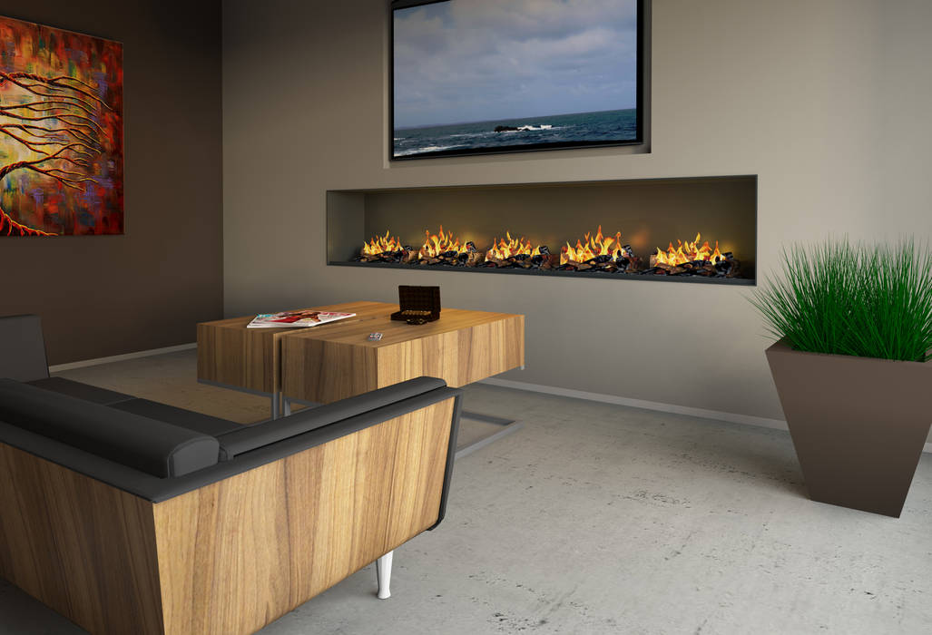 Wall Fire, muenkel design - Elektrokamine aus Großentaft muenkel design - Elektrokamine aus Großentaft Modern living room Fireplaces & accessories