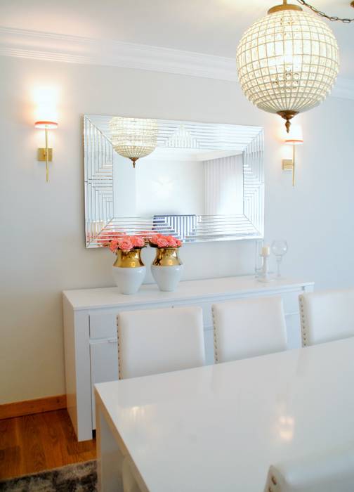 Brilho e Luz! - Decoração de sala de estar e jantar, White Glam White Glam Salas de estilo moderno