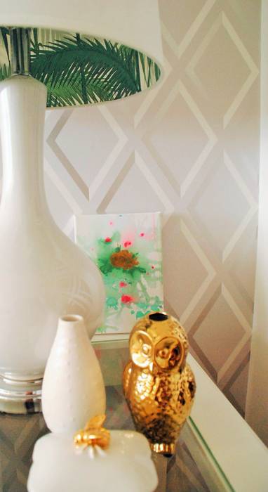 Pedaço de sol! - Decoração de sala de estar e jantar, White Glam White Glam Ruang Keluarga Modern