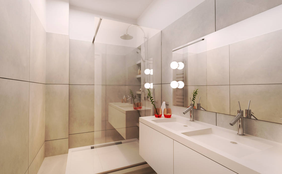 Salle de bain d'un hôtel Agence Karine Perez Salle de bain moderne Céramique