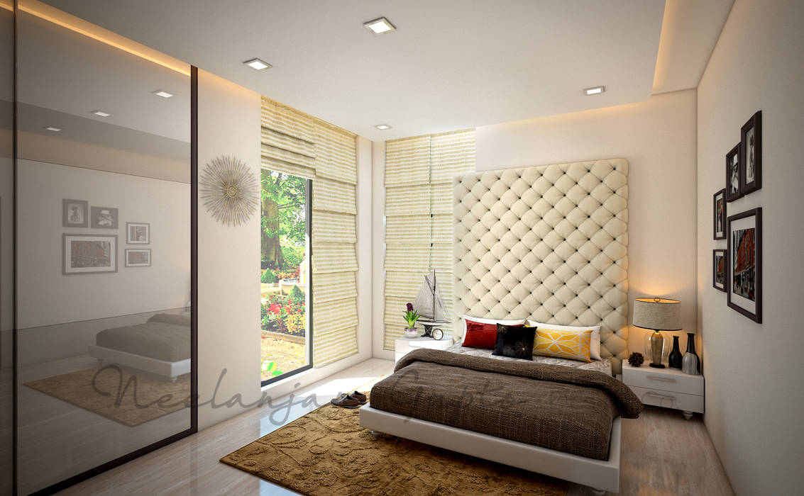 homify Modern style bedroom Leather Grey Beds & headboards