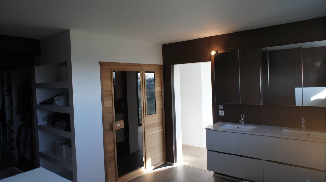 Maison passive en ossature bois, Bureau d'Architectes Desmedt Purnelle Bureau d'Architectes Desmedt Purnelle Modern bathroom