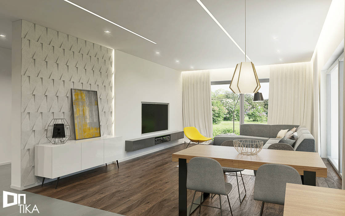 PROJEKT KĘTY/ 150 m2, TIKA DESIGN TIKA DESIGN Ruang Keluarga Modern Beton