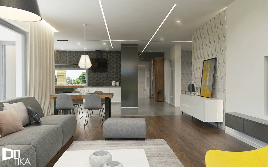 PROJEKT KĘTY/ 150 m2, TIKA DESIGN TIKA DESIGN Modern living room Concrete