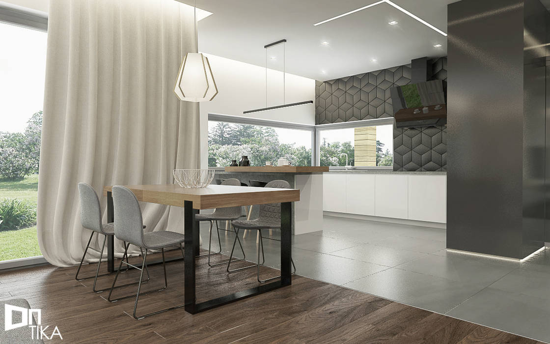 PROJEKT KĘTY/ 150 m2, TIKA DESIGN TIKA DESIGN Modern dining room Wood Wood effect