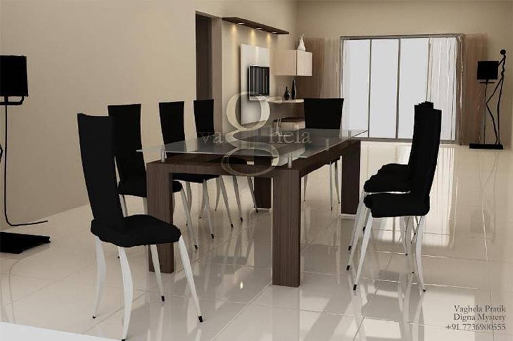 Dinning Area, Vaghela interiors Vaghela interiors Modern dining room Chairs & benches