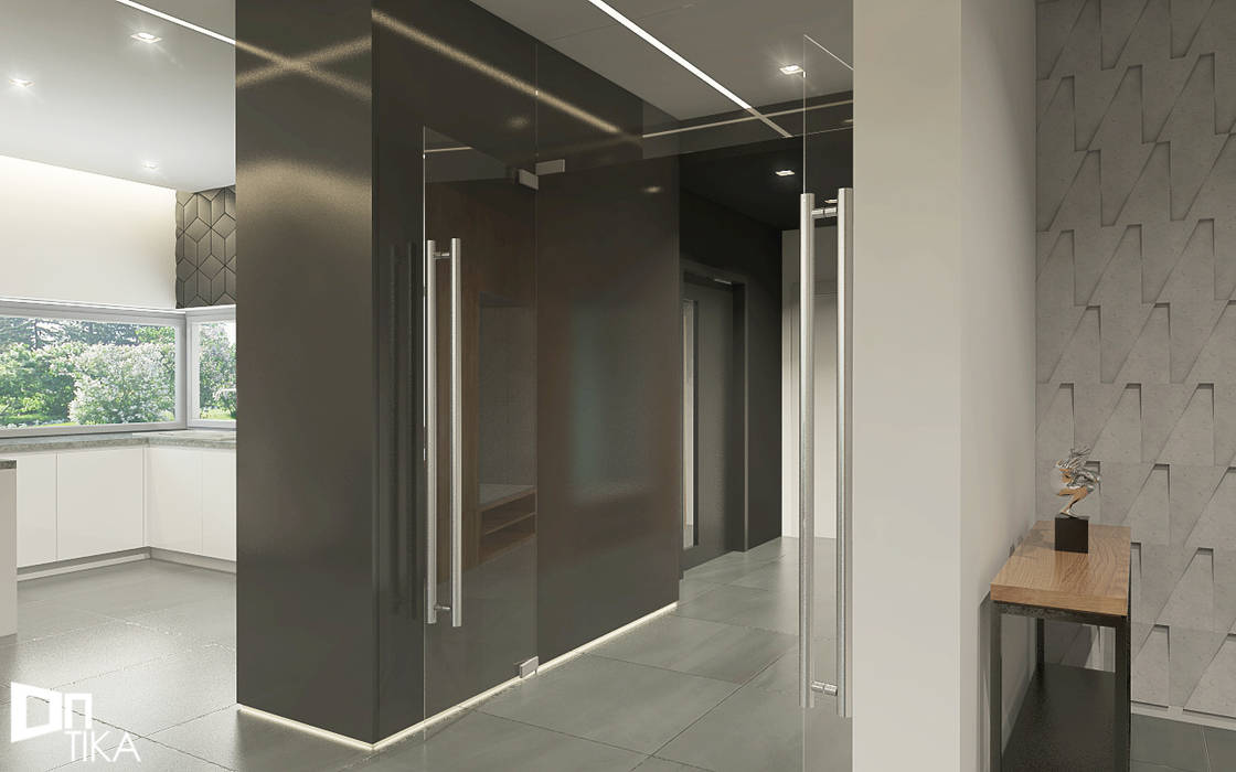 PROJEKT KĘTY/ 150 m2, TIKA DESIGN TIKA DESIGN モダンスタイルの 玄関&廊下&階段 コンクリート