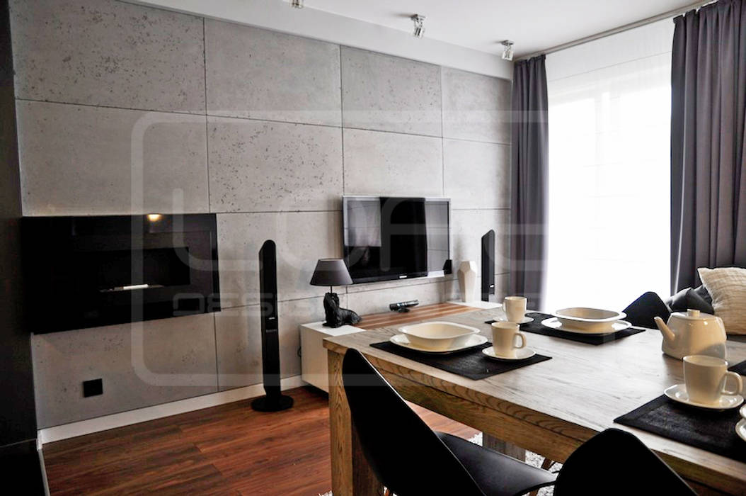 Betonoptik Wand Mit Biokamin Moderne Wohnzimmer Von Loft Design System Deutschland Wandpaneele Aus Bayern Modern Homify