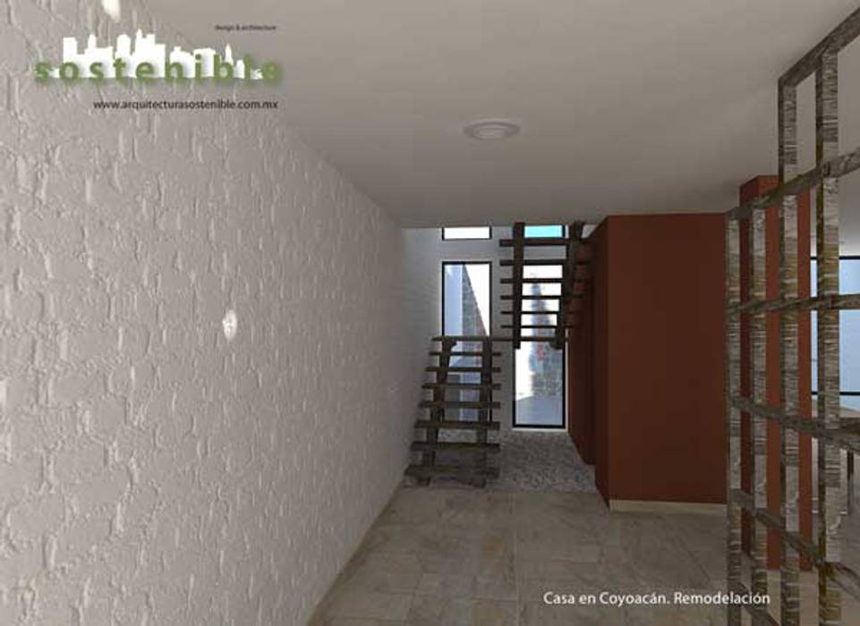 Casa Coyoacán, ARQUITECTURA SOSTENIBLE ARQUITECTURA SOSTENIBLE Corredores, halls e escadas modernos