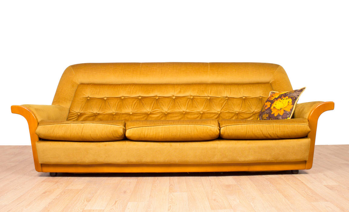 G Plan Retro 60's Gold Velour Sofa RetroLicious Ltd Modern living room