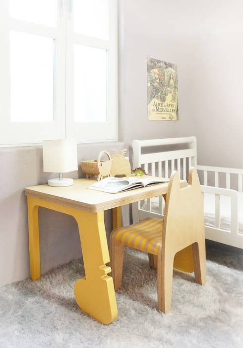Chat Botté (샤보떼 유아 테이블), Banana Yolk Banana Yolk Quartos de criança escandinavos Escrivaninha e cadeiras