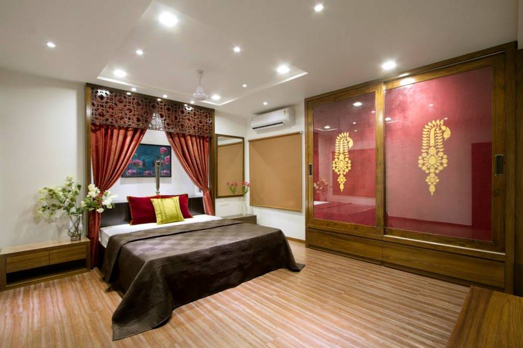 Sandeep Gandhi Bungalow, P & D Associates P & D Associates Modern style bedroom Plant,Furniture,Decoration,Houseplant,Comfort,Textile,Interior design,Building,Floor,Flooring