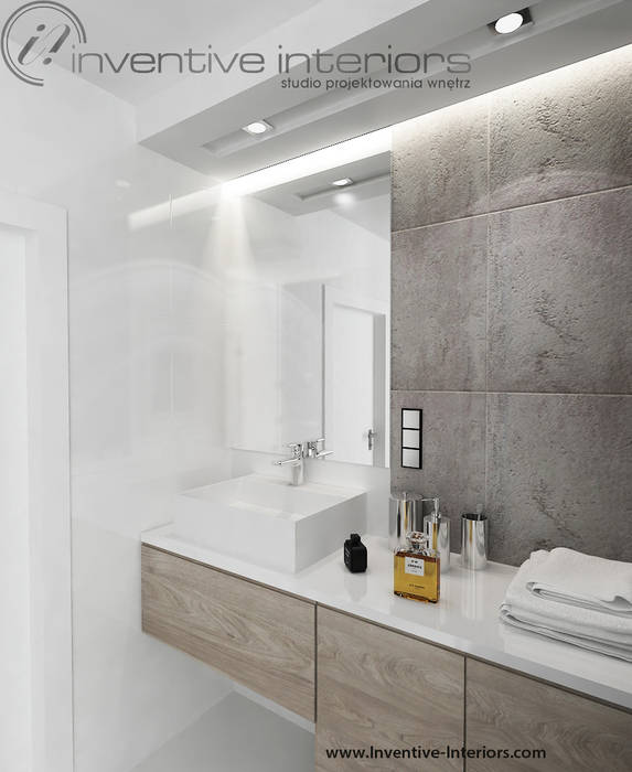 INVENTIVE INTERIORS - Męskie mieszkanie z betonem, Inventive Interiors Inventive Interiors Minimalist style bathroom