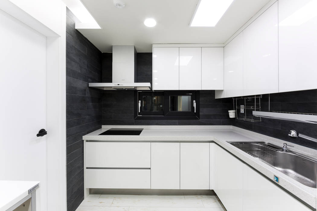 광진구 현대아파트 35평 , dual design dual design 現代廚房設計點子、靈感&圖片