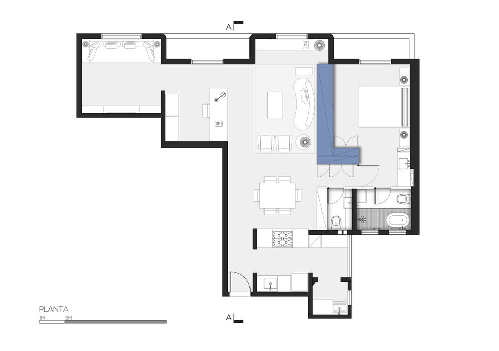 Apto. Joaquim - Planta RSRG Arquitetos Paredes e pisos minimalistas