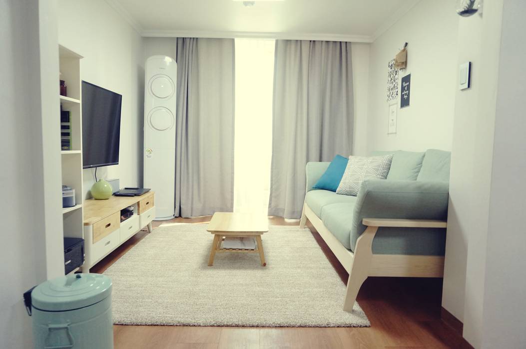 22평 좁은집 신혼집 홈스타일링 , homelatte homelatte Salas de estilo escandinavo