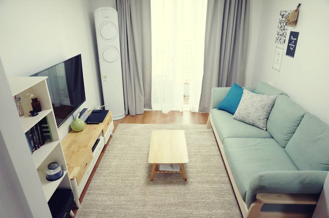 22평 좁은집 신혼집 홈스타일링 , homelatte homelatte Scandinavische woonkamers