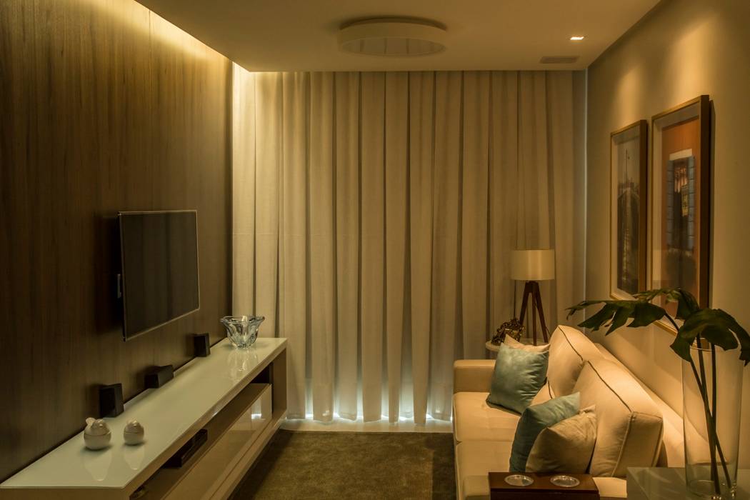 Foto 01 - Living Apartamento A+B abmaisarquitetos Salas de estar modernas Cerâmica
