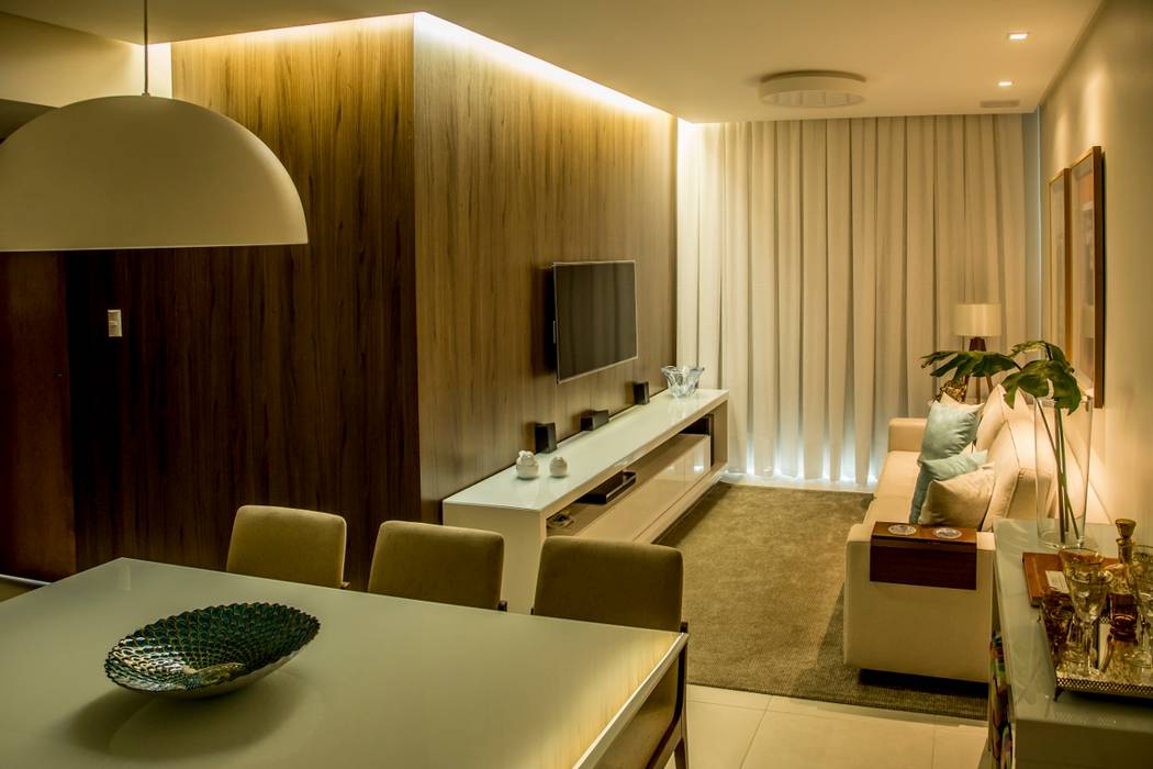 Foto 02 - Living Apartamento A+B abmaisarquitetos Salas de estar modernas Cerâmica