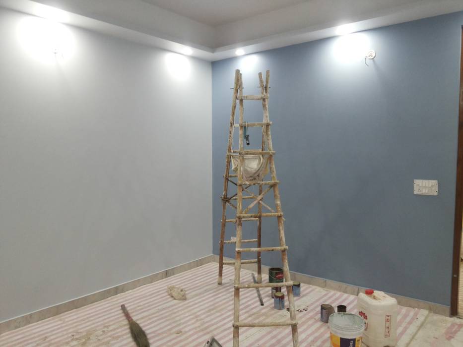 Interior Painting WOrk, Quik Solution Quik Solution Asian style bedroom Wood,Interior design,Building,Art,Paint,Flooring,Ceiling,Ladder,Hardwood,Event