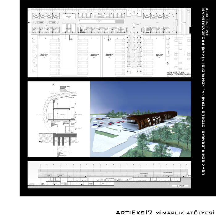 ArtıEksi7 Mimarlık Atölyesi – Uşak Şehirlerarası Otobüs Terminal Kompleksi Yarışması, 2012, ArtıEksi7 Mimarlık Atölyesi: modern tarz , Modern