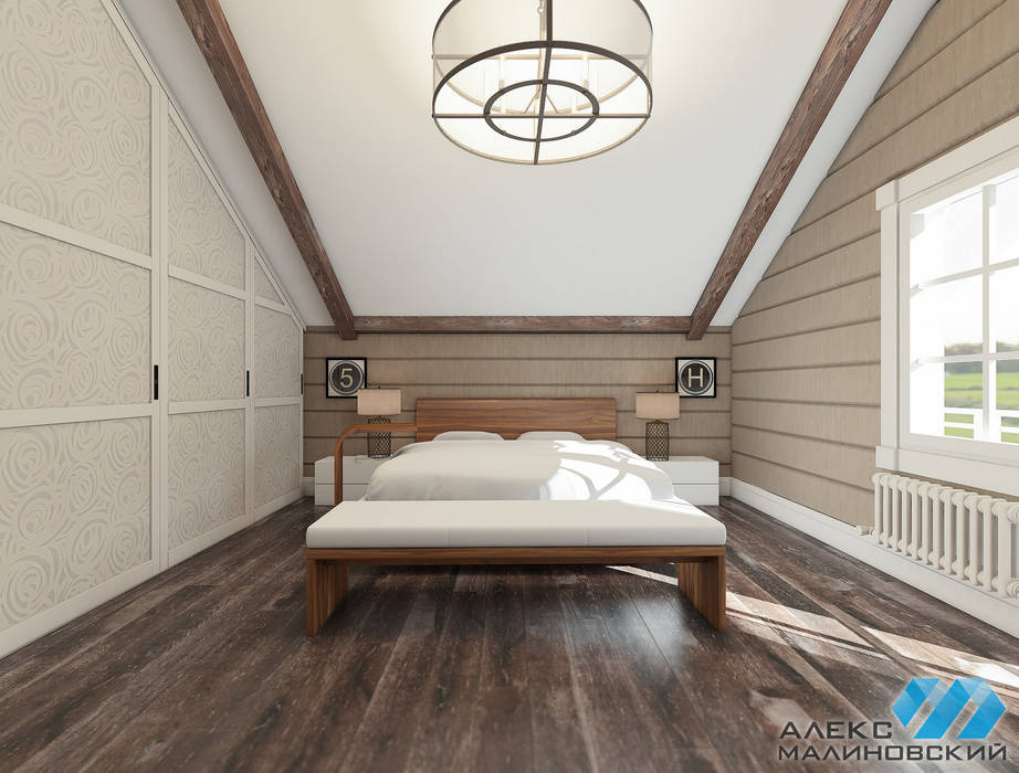 Спальня, вариант 3, вид 3 Александр Малиновский Спальня в стиле лофт