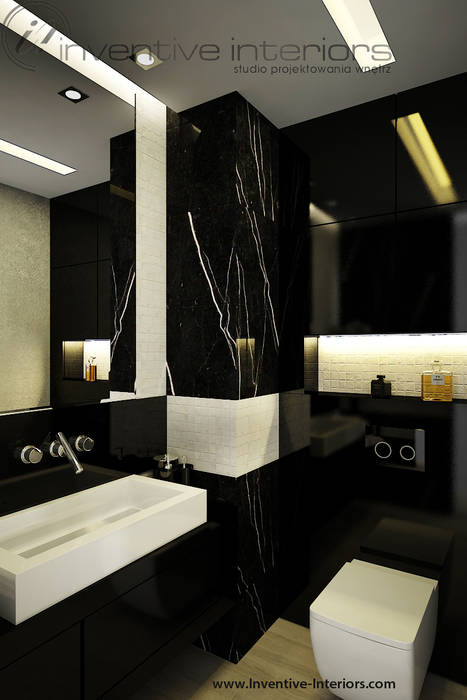 Mała łazienka przy sypialni Inventive Interiors Klasyczna łazienka Marmur