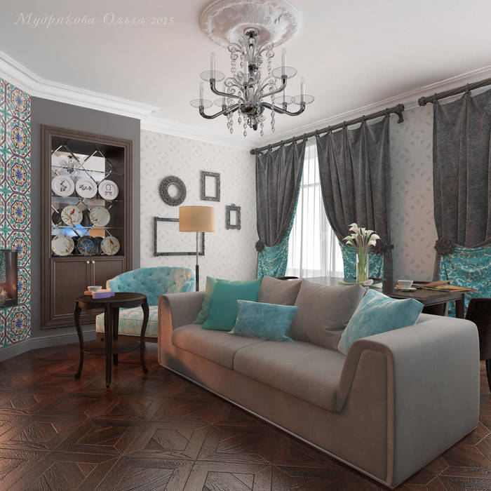 трехкомнатная квартира ул. Кирочная, Design interior OLGA MUDRYAKOVA Design interior OLGA MUDRYAKOVA Salones clásicos