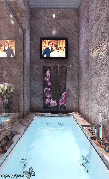 Проект ванной комнаты при спальне в частном коттедже, Your royal design Your royal design Ванная в классическом стиле Коричневый