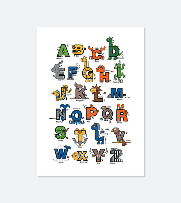 알파벳 포스터 alphabet poster , iwanna iwanna Paredes y suelos de estilo moderno Cuadros y marcos