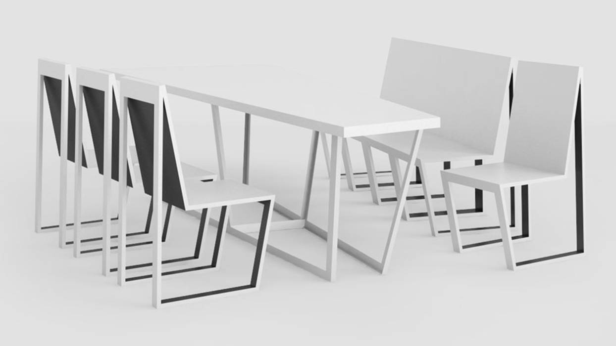 Stół z krzesłami Delicious Concept Nowoczesna jadalnia Krzesła i ławy