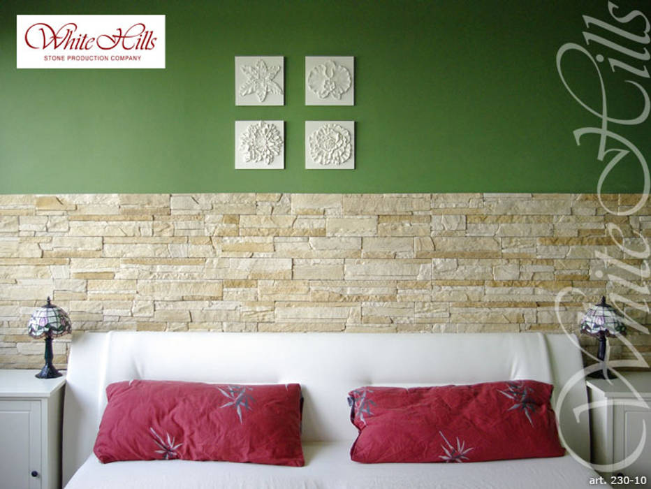 Steinwand im Schlafzimmer, White Hills Stones GmbH White Hills Stones GmbH Cuartos de estilo colonial Piedra