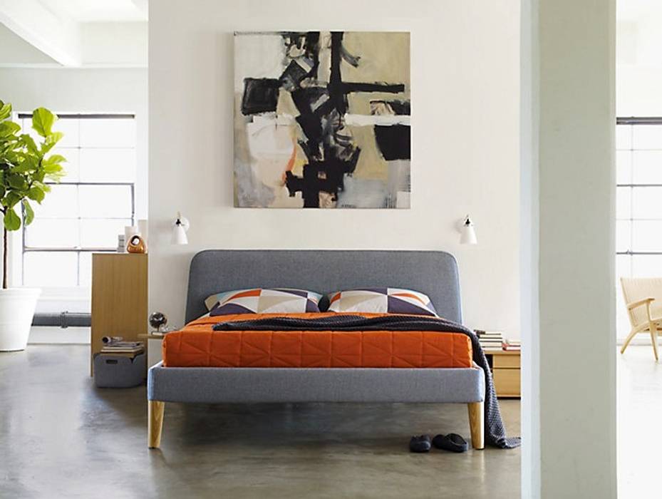 Parallel Queen Bed Design Within Reach Mexico Dormitorios modernos Textil Ámbar/Dorado Camas y cabeceras