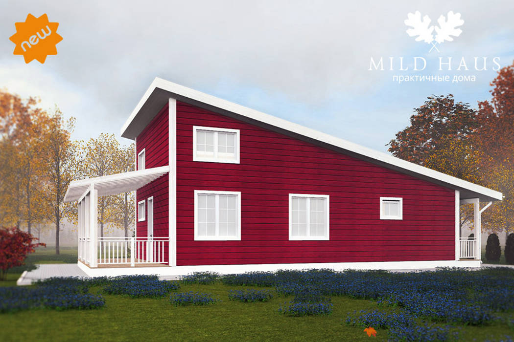 Проект каркасного коттеджа "Норвегия, Mild Haus Mild Haus Casas escandinavas Derivados de madera Transparente
