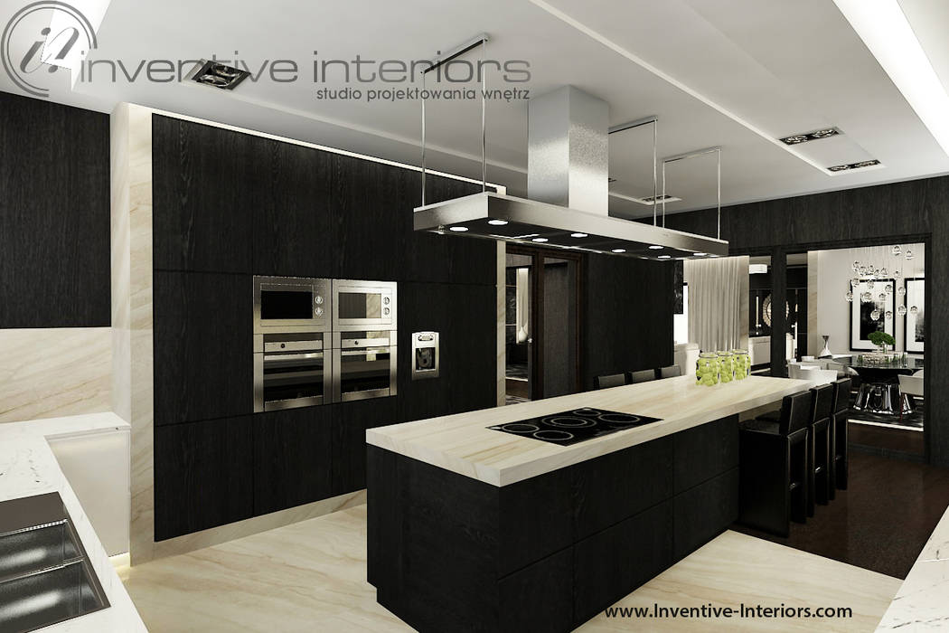 INVENTIVE INTERIORS – Czerń i beż w luksusowym domu, Inventive Interiors Inventive Interiors Modern kitchen