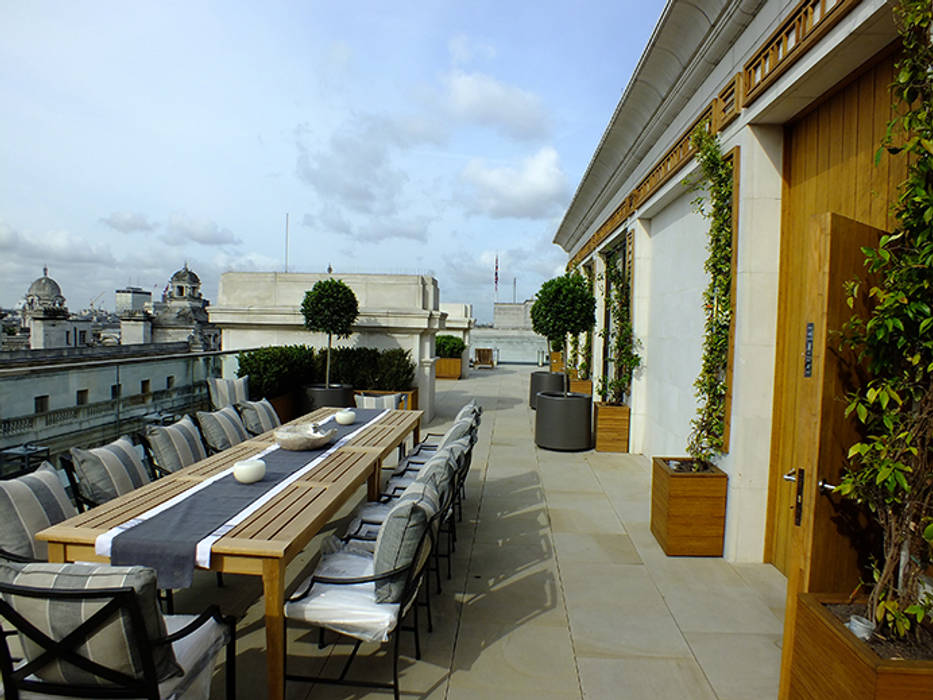 Rooftop Exterior Dining Room London Decorum . London Modern style gardens Stone