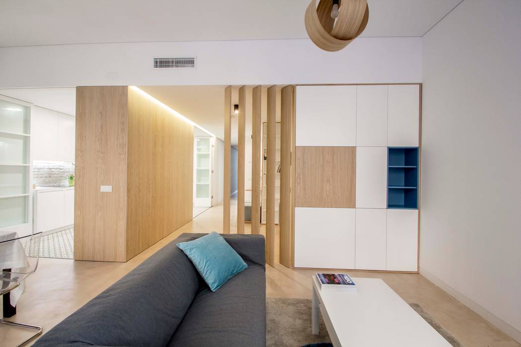 Muebles diseñados para cada rincón DonateCaballero Arquitectos Salones de estilo minimalista