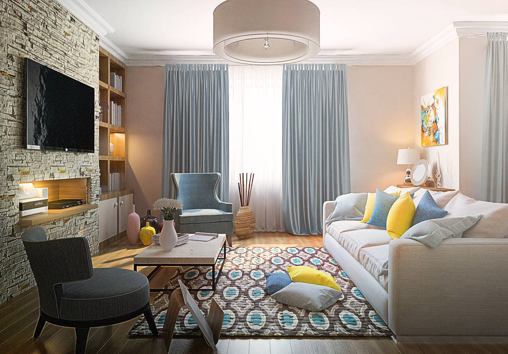 3-bedroom Apartment, Moscow , Alexander Krivov Alexander Krivov Livings de estilo clásico