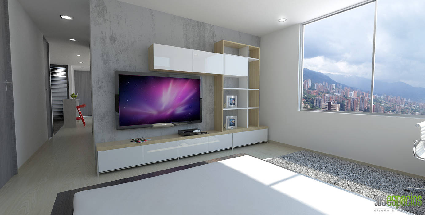 Imagen 3d alcoba principal homify Habitaciones modernas