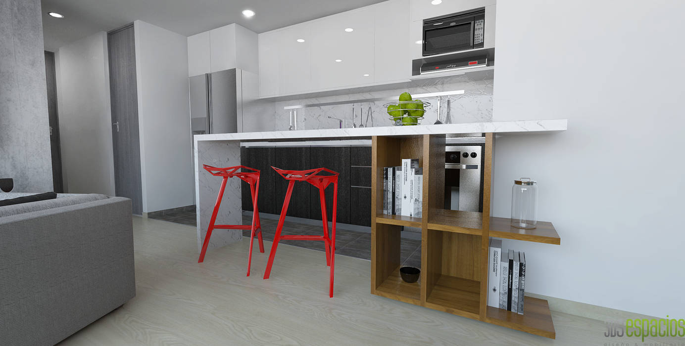 imagen 3d barra cocina homify Cocinas modernas: Ideas, imágenes y decoración