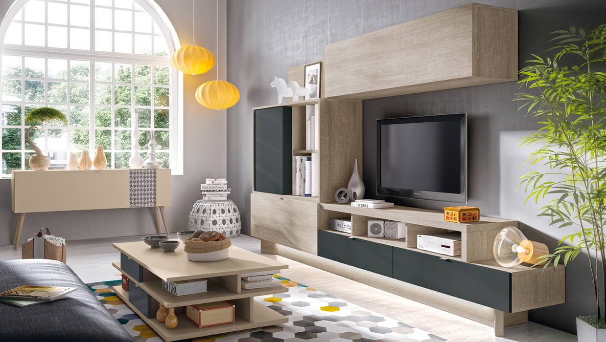 Salones modernos: funcionalidad y diseño, Merkamueble Merkamueble Moderne woonkamers TV- & mediameubels